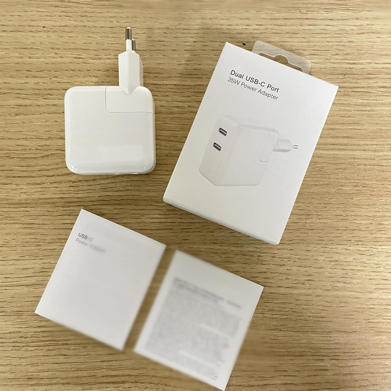 1: 1 Original Mobile Phone Fast Charger Us EU Plug Dual USB-C Port 35W Power Adapter for iPhone 14 Plus PRO Max