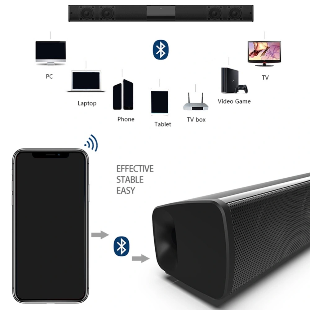 20W Bluetooth Speakers HiFi Soundbar Stereo Home Theater System TV Speaker Subwoofer