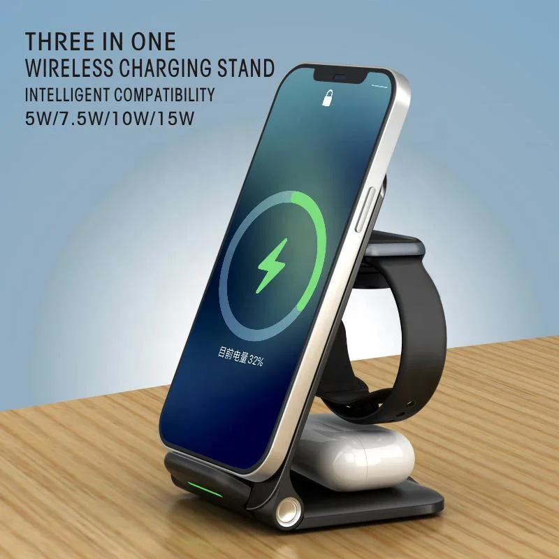 Factory Foldable Holder Folding Wireless Charging Station 15W Cell Phone Charger