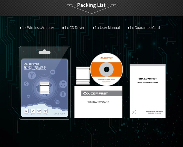 CF-Wu810n Rtl8188eus Mini Wireless Dongle USB 2.0 WiFi 802.11n/G/B Driver Free Wireless LAN Adapter 150Mbps