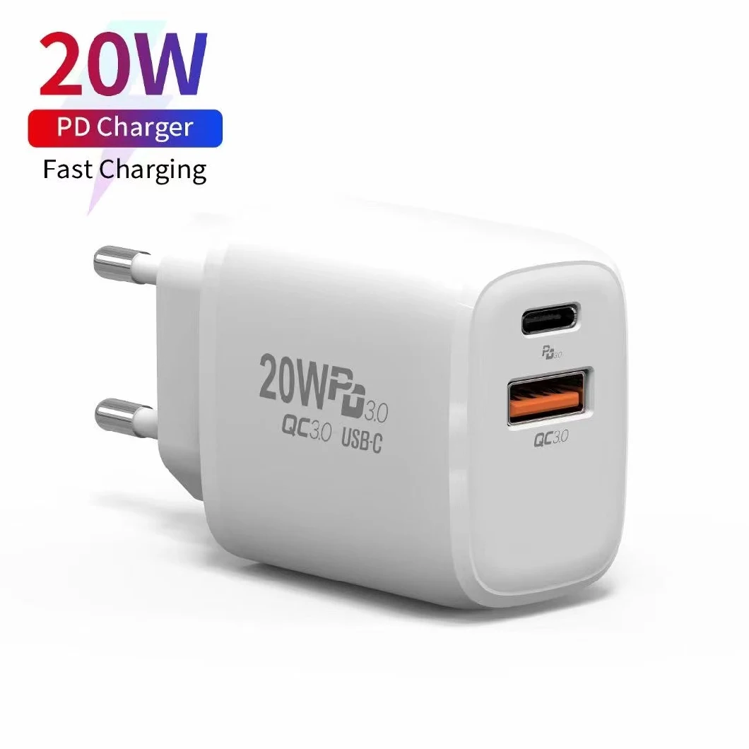 Pd 20W Original Cable Charger for iPhone 12 Mobile Phone Us EU Plug 20W USB-C Fast Charging Wall Charger Adapter