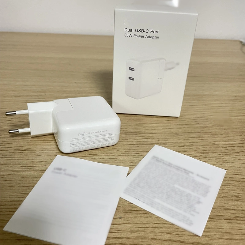 1: 1 Original Mobile Phone Fast Charger Us EU Plug Dual USB-C Port 35W Power Adapter for iPhone 14 Plus PRO Max