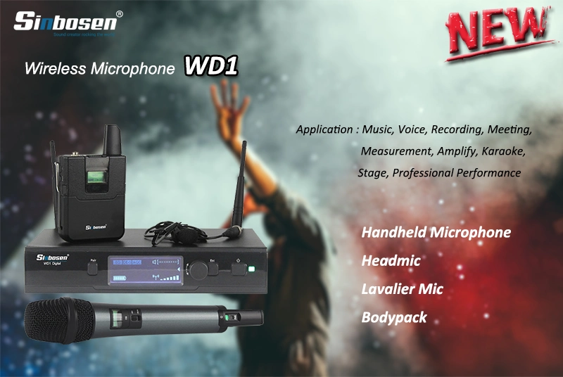 Sinbosen UHF Digital Wireless Microphone Ewd1 626-668 MHz Handheld Lavalier Microphone