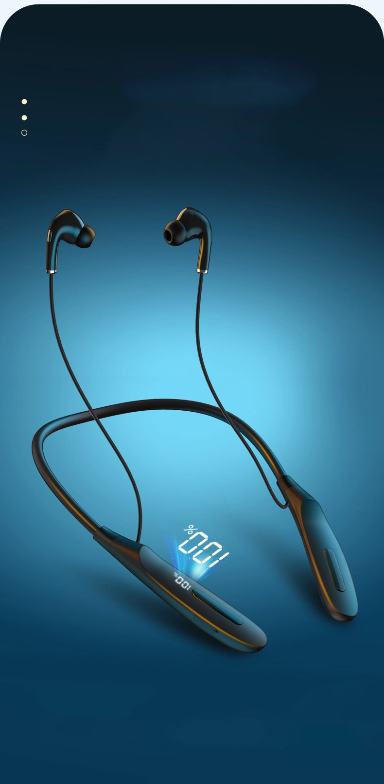 in-Ear Sports Wireless Neck Bluetooth Headset with Digital Display