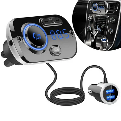 Bluetooth MP3 Player Dual USB QC3.0 Fast Charger Handsfree Car Kit with Colorful Atmosphere Lights