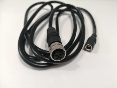 M12 T Code Female 4pin to DC5.5/2.1 Receptacle Cable Adapter 3m Aviation Socket Waterproof Electrical Cable for Industrial Automation Control Made in China