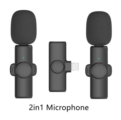 2in1 Bluetooths Microphone K9 Wireless Lavalier Microphone Noise Reduction Outdoor Live Broadcast USB Lavalier Microphone