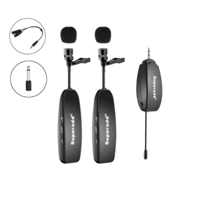 3.5mm UHF Wireless Microphone Lavalier Lapel Microphone Interview Microphone Android Phone DSLR PC Laptop Youtube Live